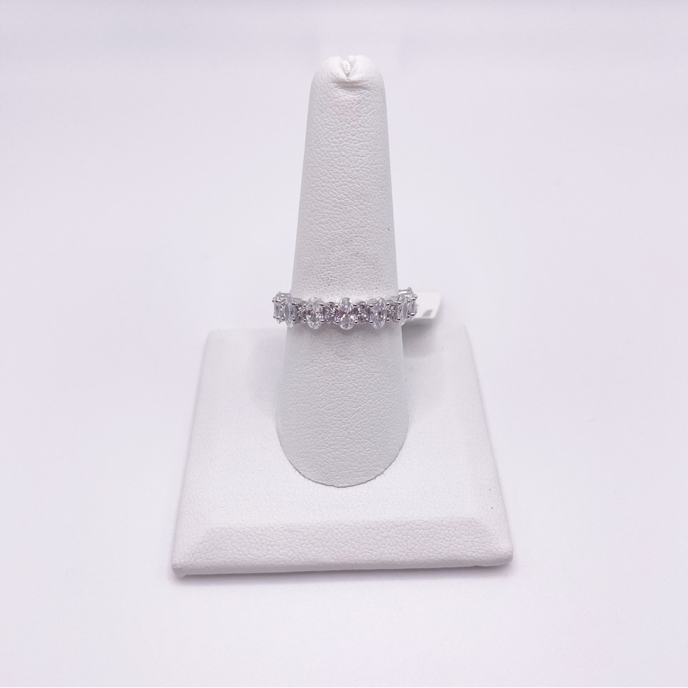 JTV Bella Luce Rhodium Plated Diamond Simulant Band Ring
